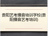 贵阳艺考播音培训学校(贵阳播音艺考培训)