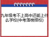 九年级考不上高中还能上什么学校(中考落榜择校)