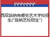 西双版纳有哪些艺术学校招生("版纳艺校招生")