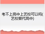 考不上高中上艺校可以吗(艺校替代高中)
