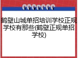 鹤壁山城单招培训学校正规学校有那些(鹤壁正规单招学校)