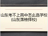 山东考不上高中怎么选学校(山东落榜择校)