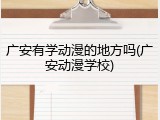 广安有学动漫的地方吗(广安动漫学校)