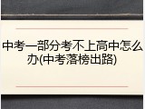 中考一部分考不上高中怎么办(中考落榜出路)