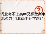 河北考不上高中又想读高中怎么办(河北高中升学途径)