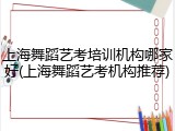 上海舞蹈艺考培训机构哪家好(上海舞蹈艺考机构推荐)