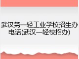 武汉第一轻工业学校招生办电话(武汉一轻校招办)