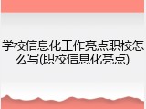 学校信息化工作亮点职校怎么写(职校信息化亮点)
