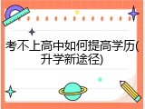 考不上高中如何提高学历(升学新途径)