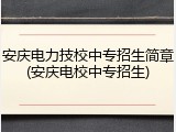 安庆电力技校中专招生简章(安庆电校中专招生)