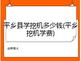 平乡县学挖机多少钱(平乡挖机学费)