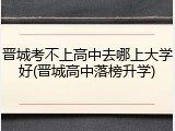 晋城考不上高中去哪上大学好(晋城高中落榜升学)