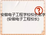 安徽电子工程学校校长名字(安徽电子工程校长)