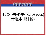 十堰中专少年中职怎么样(十堰中职评价)