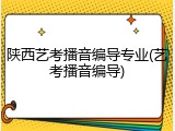 陕西艺考播音编导专业(艺考播音编导)