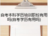 自考本科学历培训职校有用吗(自考学历有用吗)