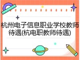 杭州电子信息职业学校教师待遇(杭电职教师待遇)