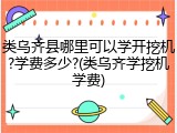 类乌齐县哪里可以学开挖机?学费多少?(类乌齐学挖机学费)