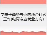 学电子商务专业的适合什么工作(电商专业就业方向)