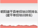 朝阳建平县单招培训班排名(建平单招培训排名)
