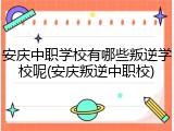 安庆中职学校有哪些叛逆学校呢(安庆叛逆中职校)