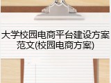 大学校园电商平台建设方案范文(校园电商方案)