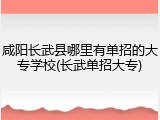 咸阳长武县哪里有单招的大专学校(长武单招大专)