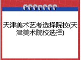 天津美术艺考选择院校(天津美术院校选择)