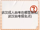 武汉成人自考在哪里报名(武汉自考报名点)