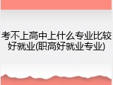 考不上高中上什么专业比较好就业(职高好就业专业)