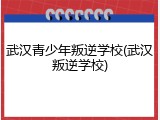 武汉青少年叛逆学校(武汉叛逆学校)