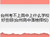 台州考不上高中上什么学校好些呀(台州高中落榜择校)