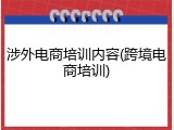 涉外电商培训内容(跨境电商培训)