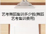 艺考舞蹈集训多少钱(舞蹈艺考集训费用)