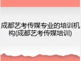 成都艺考传媒专业的培训机构(成都艺考传媒培训)