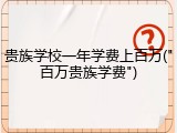贵族学校一年学费上百万("百万贵族学费")