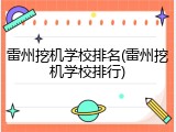 雷州挖机学校排名(雷州挖机学校排行)