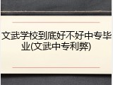 文武学校到底好不好中专毕业(文武中专利弊)