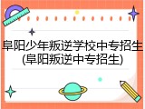 阜阳少年叛逆学校中专招生(阜阳叛逆中专招生)