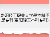贵阳轻工职业大学是本科还是专科(贵阳轻工本科专科)