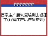 石家庄产后恢复培训去哪里学(石家庄产后恢复培训)