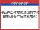 邢台产后修复师培训的学校在哪(邢台产后修复培训)
