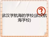 武汉学航海的学校(武汉航海学校)