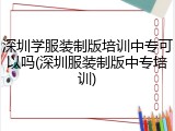 深圳学服装制版培训中专可以吗(深圳服装制版中专培训)