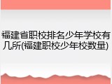 福建省职校排名少年学校有几所(福建职校少年校数量)