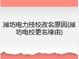 潍坊电力技校改名原因(潍坊电校更名缘由)