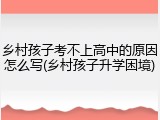 乡村孩子考不上高中的原因怎么写(乡村孩子升学困境)