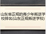 山东省正规的青少年叛逆学校排名(山东正规叛逆学校)
