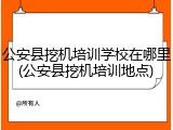 公安县挖机培训学校在哪里(公安县挖机培训地点)