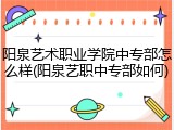 阳泉艺术职业学院中专部怎么样(阳泉艺职中专部如何)
